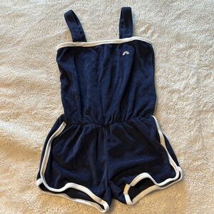 NWT Gap Navy Blue Kids Romper with White Trim size small